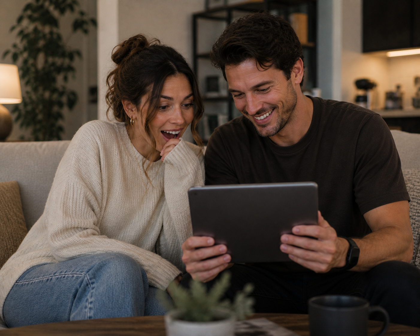 A couple reviewing curated outfit recommendations together.